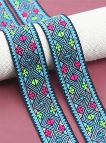 2米方形幾何圖案刺繡復古聚酯緞帶蕾絲配件修剪diy衣物袋裝飾