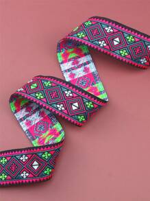 2米方形幾何圖案刺繡復古聚酯緞帶蕾絲配件修剪diy衣物袋裝飾