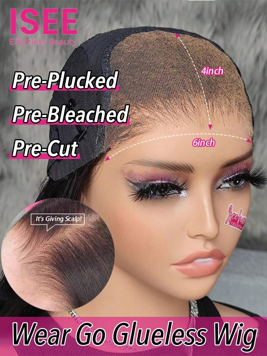 ISEE Silky Straight Tiny Knots 6*4 Wear Go Glueless Bob Wigs Pre Cut HD