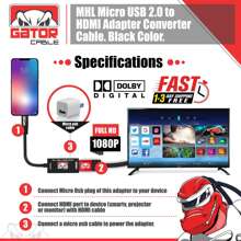 MHL Micro USB To HDMI-Compatible Adapter Converter Cable Mirror For Samsung Android Phone Smartphone HDTV Tablet Black Gator Cable - 黑色 - 查看 3