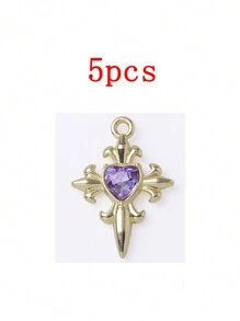 5 piezas de accesorios de joyería de aleación de zinc con colgante con forma de corazón con micro-incrustaciones y estilo barroco