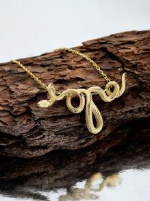 1入組嘻哈風格蛇形銀色吊墜項鍊首飾，男士情侶哥特朋克項鍊禮物 - 項鍊 - 查看 7