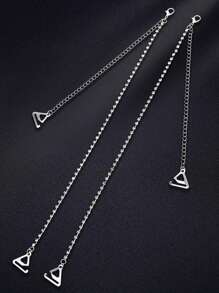 1pair Bra Strap Shoulder Belt With Metal Rhinestone Decoration, Adjustable Sparkling Underwear Accessory - Silver - View 4