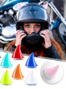 2pcs Personalized Motorcycle Electric Vehicle Helmet Suction Cup, Male And Female Devil Horns, Horn Decorative Accessories, Suitable For Helmet Decoration, Personalized And Fashionable - Multicolor - View 1
