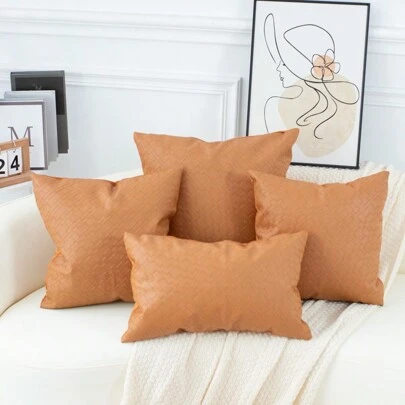 1pc Bohemian Style Leather Weaving Technique Pillow Cover, Durable Cushion Case For Sofa, Car Seat, Home Decor, Bedroom And Living Room Without Pillow Core