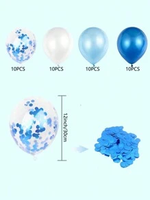 Conjunto de 10/40 globos de látex azul y blanco con confeti para suministros de fiestas temáticas de cumpleaños, decoración de boda bautista, despedida de soltera, Navidad