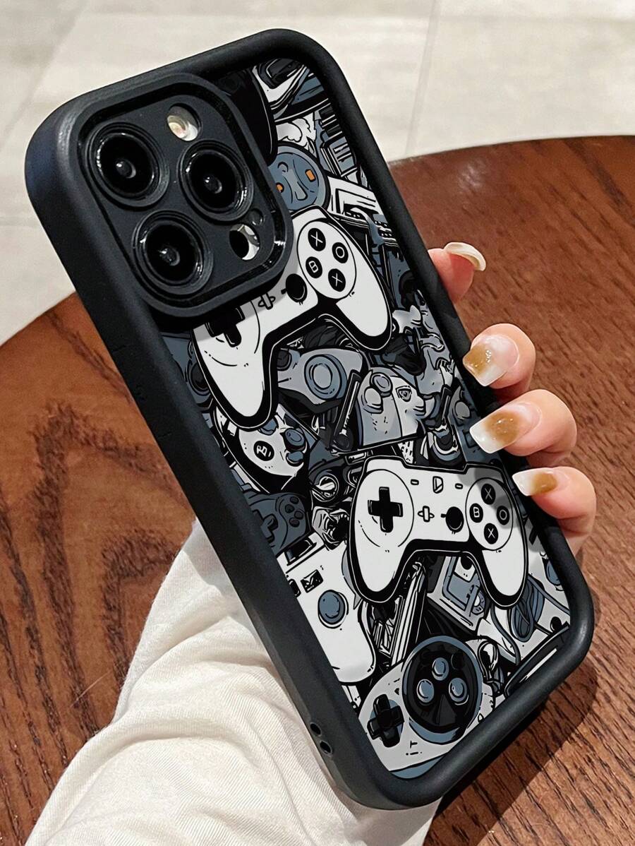 1PC High Strength Bamboo Black Protective Phone Case Compatible With Iphone 13 14 Pro Max 11 15 16 Pro Max, Suitable For Gaming - Multicolor - View 1