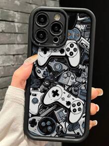 1PC High Strength Bamboo Black Protective Phone Case Compatible With Iphone 13 14 Pro Max 11 15 16 Pro Max, Suitable For Gaming - Multicolor - View 4