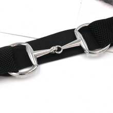 1pc Elastic Belt With Horseshoe Buckle For Equestrian Sports, Daily Wear And Outfits, Elasticity Equestrian Leather Belt With Buckle And Keychain Halloween Summer, School