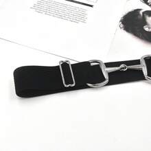 1pc Elastic Belt With Horseshoe Buckle For Equestrian Sports, Daily Wear And Outfits, Elasticity Equestrian Leather Belt With Buckle And Keychain Halloween Summer, School