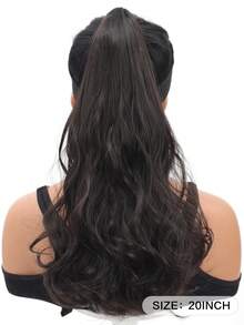 20inch Clip-In High Ponytail Hair Extension For Women, Natural Short Pear Flower Curly Hair And Faux Hair Braid - Black Brown - View 2