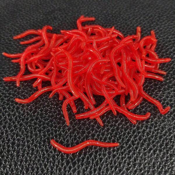 Artificial Earthworm Fishing Lure Lifelike Red Worm Soft Lure Earthworm Ice Fishing Silicone Artificial Bait Fishy Shrimp Additive Bass Carp