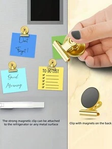1/4/10pcs Round Fridge Magnets For Refrigerator, DIY Photo Holders, Memo Chalkboard Whiteboard Sticker - Gold - View 4