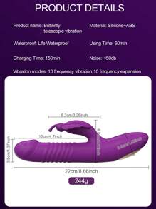 Vibrador con diseño de mariposa, estimulador clitórico con función de embestida. Producto sexual para estimulación clitórica. Masajeador telescópico para masaje vaginal. Vibrador sexy para el punto G femenino, con 10 modos de vibración. Producto sexual para orgasmos.