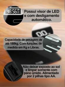 Banheiro Balança 180kg Digital Inteligente Academia Estampado - Preto - Visão 3