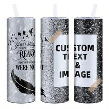 1pc, Custom Photo 20oz Skinny Tumbler, Stainless Steel Water Bottle With Plastic Lid And Straw, Summer Winter Drinkware,Mother's Day Gift