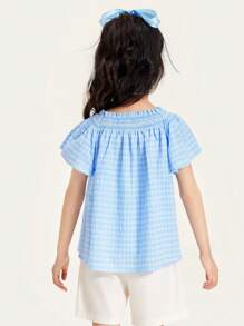 mini bala Girls Short Sleeve Shirt 24 Summer Baby Sweet French Rural Style Soft Children's Top