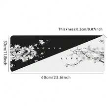 Devineresse 1入組日式櫻花滑鼠墊黑白雙色筆記本電競配件防滑滑鼠墊鍵盤墊辦公室電腦橡膠鎖邊電競桌椅墊 - 黑與白 - 查看 8