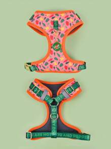 Regalos de Día de San Valentín y Año Nuevo - Diseño de lujo con herrajes de metal de color dorado de alta calidad, arnés de mascota con estampado de moda y 1 placa de identificación a juego de color para cachorros pequeños, medianos y grandes, regalo festivo