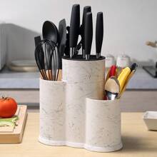 1 Stück universaler Messerhalter, 3-in-1, Küchenwarenträger, Messerhalterung, leerer Messerslot, große Küchenhelfer, schwarz gebürsteter multifunktionaler Küchengerätehalter für Messer, Essstäbchen und mehr - platzsparendes Küchenhelfer-Gadget