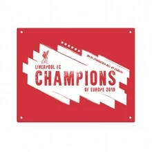 Liverpool FC Champions Of Europe Metal Sign (Red) - Red - View 1