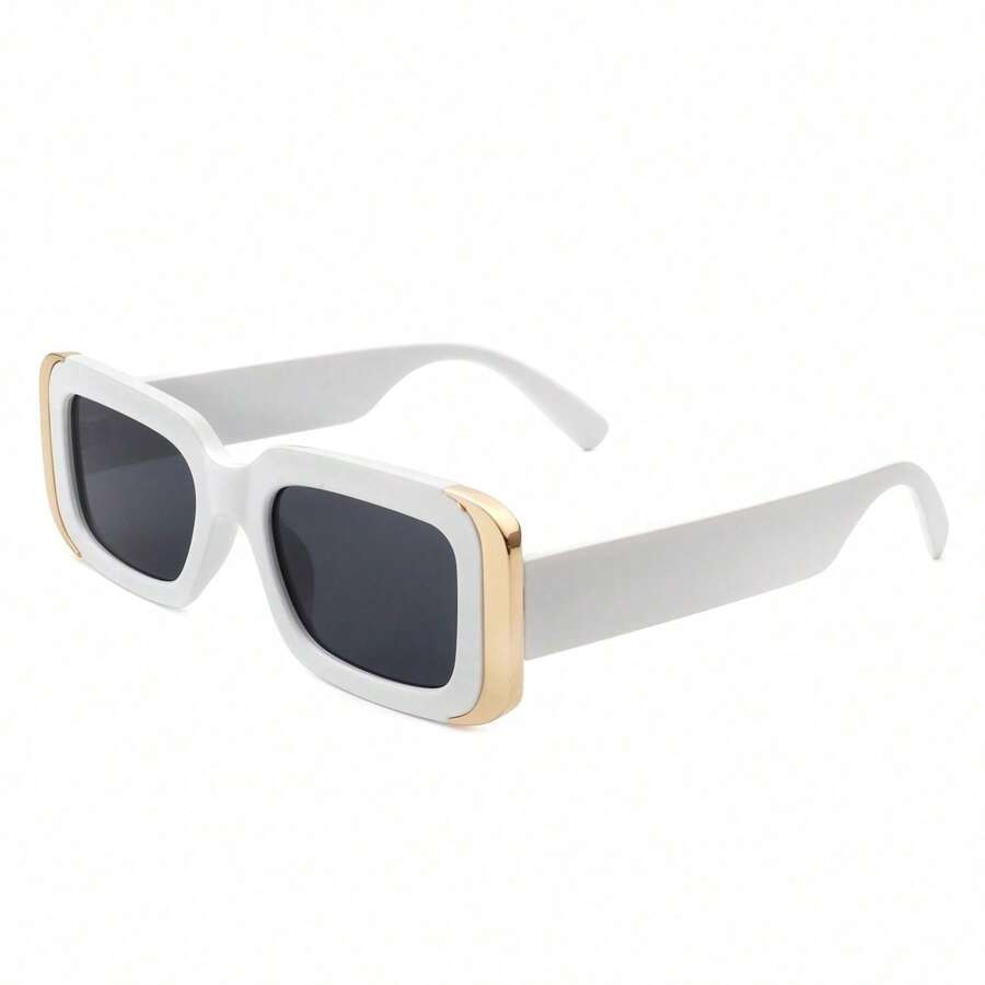 Tinted Narrow Sunglasses – Square Rectangle Retro Fashion Shades - 白色 - 查看 1