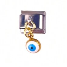 1 pieza Componente de pulsera de  de acero inoxidable al estilo de ojo maligno de Italia lindo y desmontable adecuado para la construcción de bricolaje