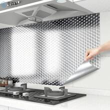 3m/5m Self-Adhesive Aluminum Foil Wall Sticker For Kitchen Stove In Gold/Silver Color, Oil/Water/Moisture/Dirt/Fire Resistant High Temperature Anti-Oil Splash Board Wallpaper, Can Be Cut For Wall Protection Film, Suitable For Drawer/Cabinet Doors And Tabletop Refurbishment