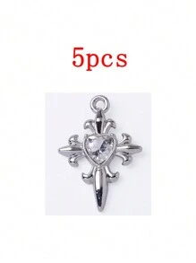 5 piezas de accesorios de joyería de aleación de zinc con colgante con forma de corazón con micro-incrustaciones y estilo barroco