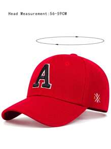 AR 1pc Unisex Letter Embroidery Baseball Cap, Outdoor Adjustable Sunscreen Casual Hat, Spring/Autumn - Red - View 4