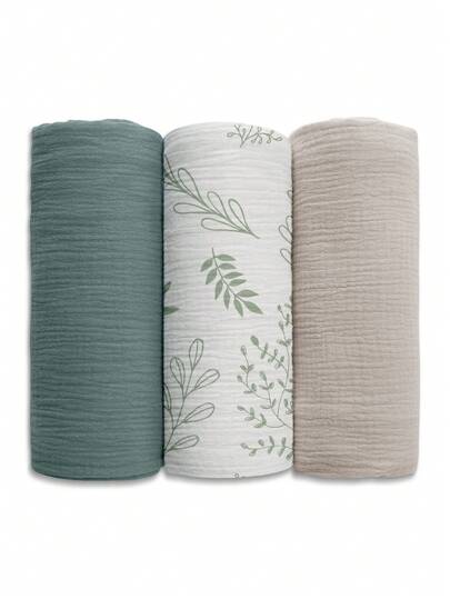 GLLQUEN BABY 3 Packs Organic Muslin Swaddle Blankets For Unisex, Newborn Receiving Blanket, Large 40 X 38 Inches, Soft Breathable Muslin Baby Swaddles For Boys & Girls