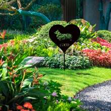 1入訂製黑色金屬徽標，訂製金屬狗紀念花園墓碑徽標，個性化花狗紀念墓碑徽標用於寵物墓碑裝飾，個性化戶外寵物金屬徽標，花園裝飾金屬銘牌，金屬藝術徽標家居花園露台藝術 - 黑狗造型 - 查看 3