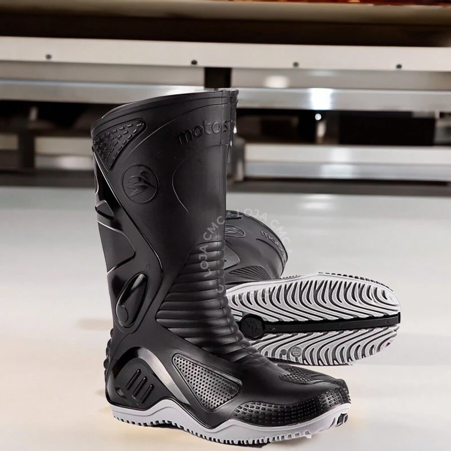 Bota Pvc Impermeavel Motosafe P/ Moto Motociclista Original - Cinza - Visão 1