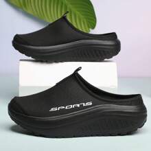 Sapatilhas Respiráveis de Malha Slip-On, Chinelos Semi-Abertos Anti-Derrapantes com Ponta Fechada de Verão, Sapatos Planos Casuais e Esportivos com Sola Inclinada, Sapatos Muller Fashion Ideais para Caminhadas para Mulheres