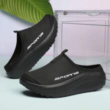 Sapatilhas Respiráveis de Malha Slip-On, Chinelos Semi-Abertos Anti-Derrapantes com Ponta Fechada de Verão, Sapatos Planos Casuais e Esportivos com Sola Inclinada, Sapatos Muller Fashion Ideais para Caminhadas para Mulheres