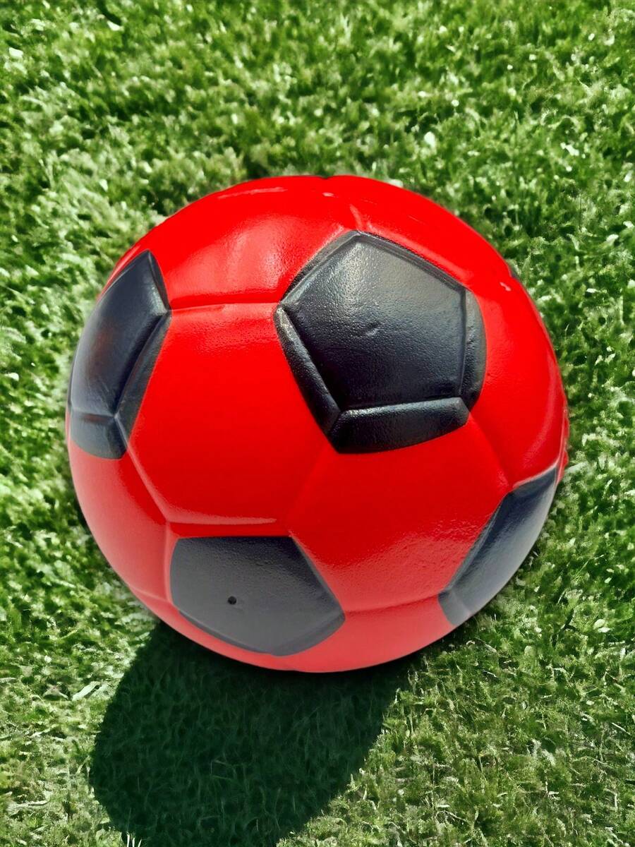 Pelota de espuma, balón mini de espuma de 12 cm con diseño de futbol - Rojo - Ver 1