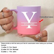 1pc 11oz Personalized Customized Letter Sunset Glow Milk Cup Coffee Mug, Ceramic Milk Cup Coffee Mug, Holiday Gift, Family, Coworker, Leader, Wife, Sister, Funny Gift, Unique Valentine's Day Gift, Mother's Day Gift, Father's Day Gift ,Anti-Mold,Reusable Exquisite,Adorable,Modern,Colorful Custom,Personalized,Unique Ideal Gifts For Him Her,Boyfriend,Girlfriend,Dad,Mom,Family,Friends For Anniversaries,For Valentine's Day,For Mother's Day,For Birthdays,For Children's Day,For Father's Day,For Graduation,For Weddings,For Housewarming Dining Room,Living Room,Bedroom,Office,Tea Room,Home,School - 11oz Sunset Glow - View 10