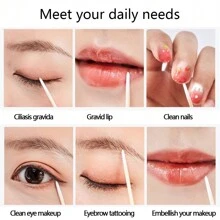 100pcs/200pcs/500pcs/1000pcs Disposable Pointed Cleaning Swabs For Microblading, Toothpicks, Wooden Sticks, Single-Head Cleaning Swabs For Eye Makeup, Beauty