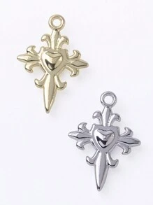 5 piezas de accesorios de joyería de aleación de zinc con colgante con forma de corazón con micro-incrustaciones y estilo barroco
