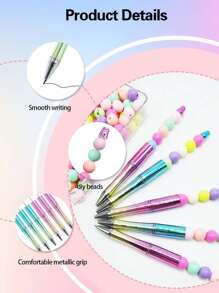 5 chiếc bút bi cá nhân đính cườm thủ công DIY, mỗi cây bút đi kèm 5 hạt, màu sắc phù hợp ngẫu nhiên. Màu sắc của bút và hạt là ngẫu nhiên. - Nhiều màu - Xem 5