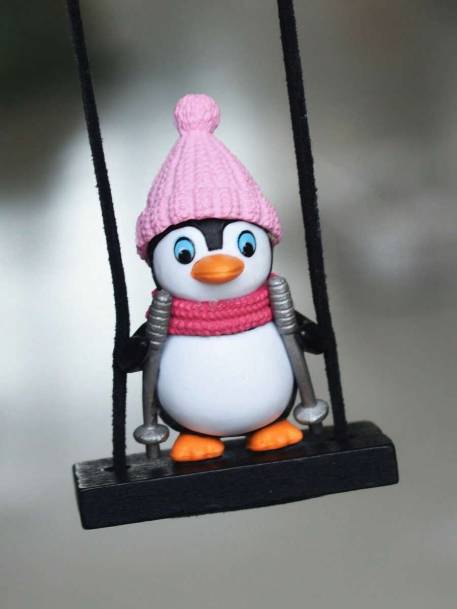1 pieza Colgante de pingüino rosa adecuado para decoración de coche - Negro - Ver 1
