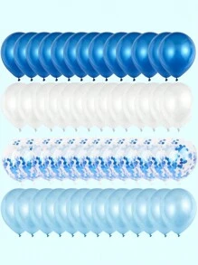 Conjunto de 10/40 globos de látex azul y blanco con confeti para suministros de fiestas temáticas de cumpleaños, decoración de boda bautista, despedida de soltera, Navidad
