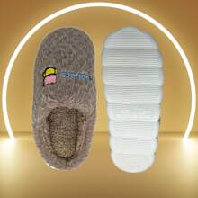 Chinelo de Quarto Aveludado Pantufa de Inverno Quentinha Macia Solado Antiderrapante BR24-BR35 - Caqui - Visão 4