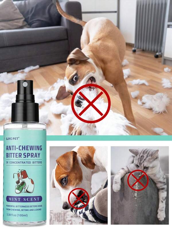 GJYC PET Bitter Apple No Chew Spray For Dogs, Stop Chewing, Licking, And Biting - Pet Behavior Correction 3.38 Oz (100ml)