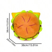 Mochila de hamburguesa de gran capacidad - Diversión con diseño de dibujos animados, forma creativa redonda, mochila versátil para la escuela y el día a día - Perfecta para estudiantes, accesorio moderno - Amarillo - Ver 5