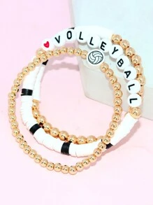 Bộ vòng tay hạt đá Hematite bóng chày bóng mềm bóng rổ bóng bầu dục bóng chuyền bóng đá Bộ vòng tay hạt đá ngày thi đấu thể thao - Nhiều màu - Xem 11