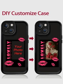 1pc Customized Printed Lip Pattern Full Coverage Silicone Lens Protection Phone Case Compatible With IPhone 16, 15, 14, 13, 12, 11 Pro Max