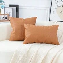 1入組波希米亞風格皮革編織技巧枕頭套，耐用的沙發、汽車座椅、家居裝飾、臥室和客廳用墊套（不含墊芯）