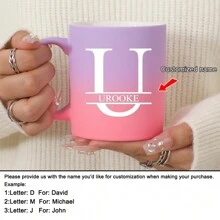 1pc 11oz Personalized Customized Letter Sunset Glow Milk Cup Coffee Mug, Ceramic Milk Cup Coffee Mug, Holiday Gift, Family, Coworker, Leader, Wife, Sister, Funny Gift, Unique Valentine's Day Gift, Mother's Day Gift, Father's Day Gift ,Anti-Mold,Reusable Exquisite,Adorable,Modern,Colorful Custom,Personalized,Unique Ideal Gifts For Him Her,Boyfriend,Girlfriend,Dad,Mom,Family,Friends For Anniversaries,For Valentine's Day,For Mother's Day,For Birthdays,For Children's Day,For Father's Day,For Graduation,For Weddings,For Housewarming Dining Room,Living Room,Bedroom,Office,Tea Room,Home,School - 11oz Sunset Glow - View 13