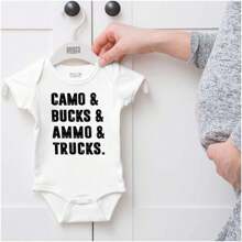 Baby Boy Camo Bucks Trucks Cute Hunter Son Bodysuit Jumper Brisco Brands
